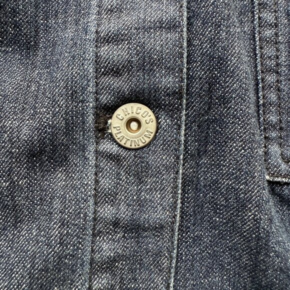 Chicos Platinum Denim Vest Womens Size 1 Blue Cotton Spandex Embroidered Casual - Picture 5 of 8